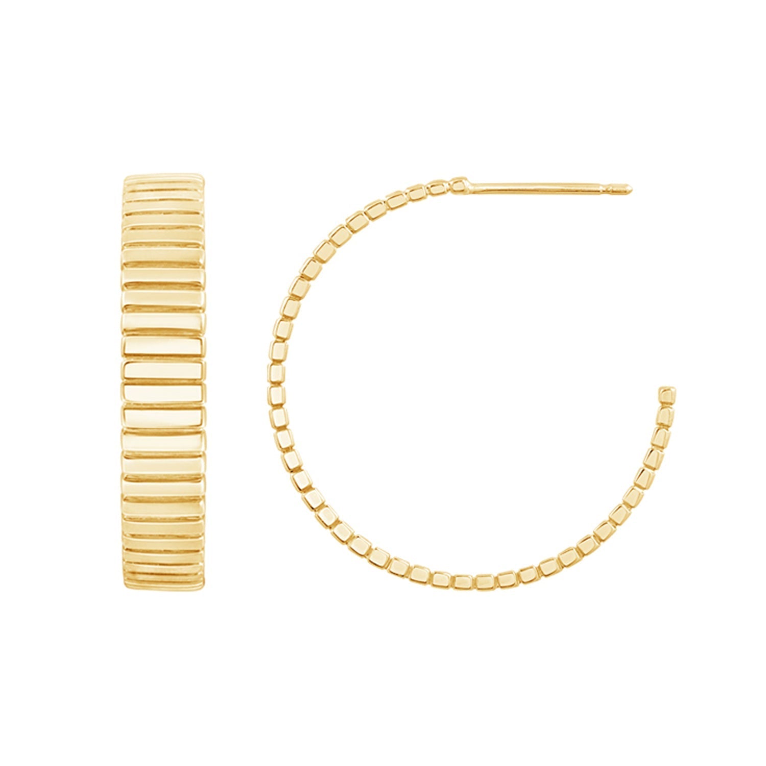 Flat Ribbed Hoop Earrings