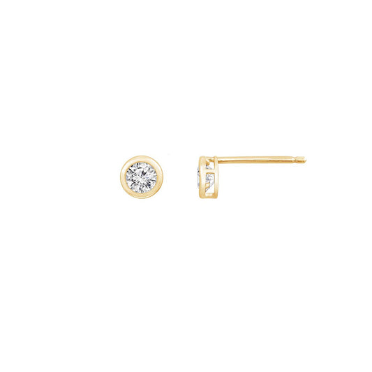 Solid Gold Bezel Solitaire Stud Earrings JEE26938