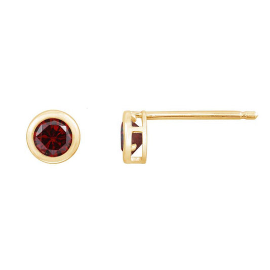 10K Solid Gold Bezel Birthstone Stud Earrings JEE26938