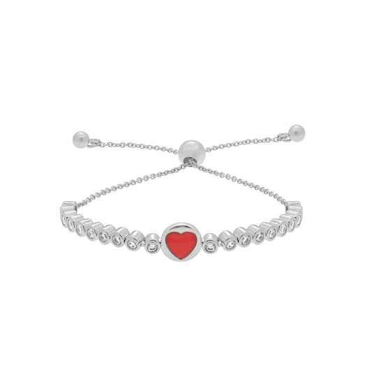 Heart Half Tennis Bolo Bracelet JEB18668