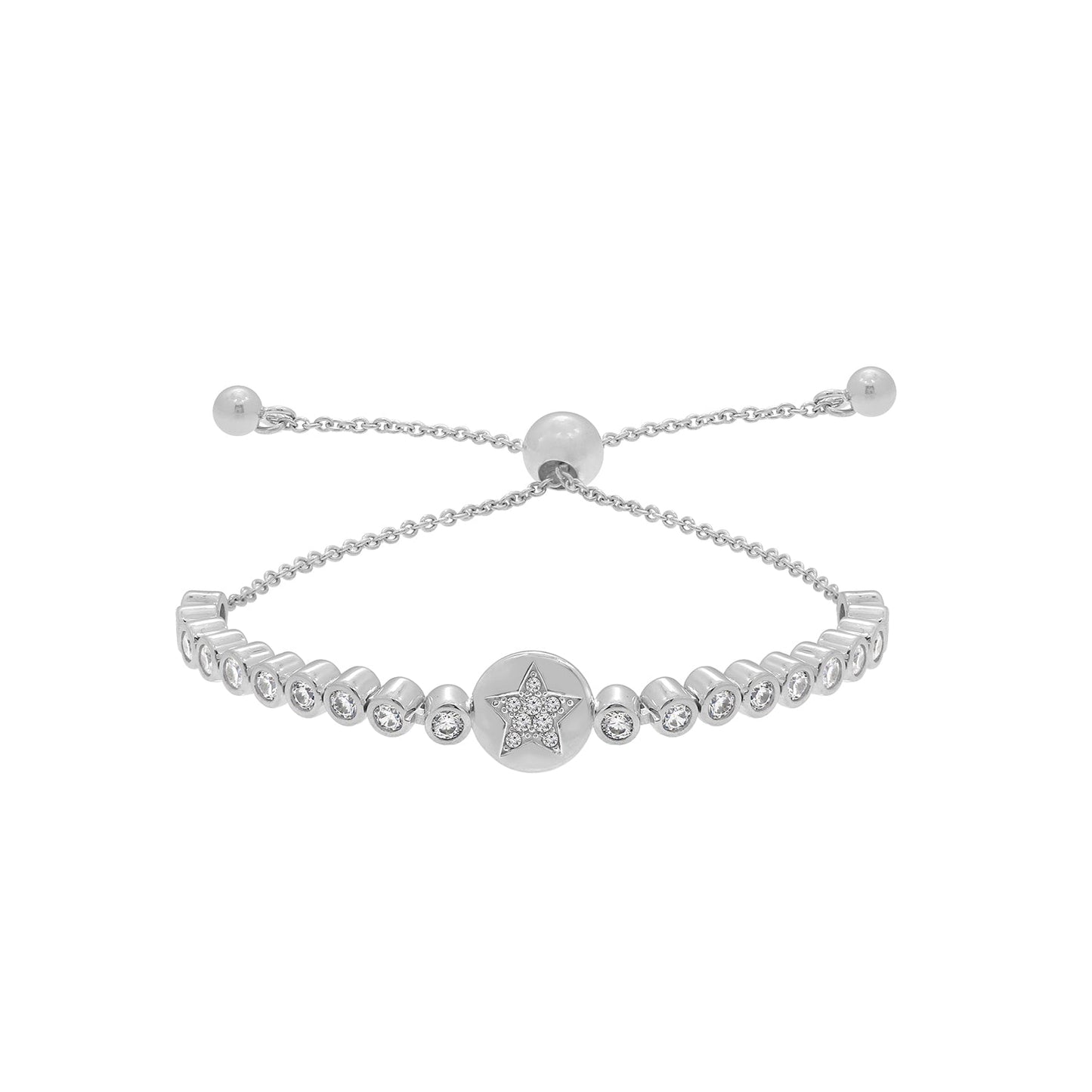 Pave Star Half Tennis Bolo Bracelet JEB18670