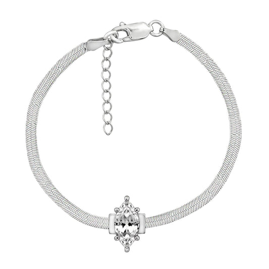 Marquise Solitaire Herringbone Bracelet JEB22350