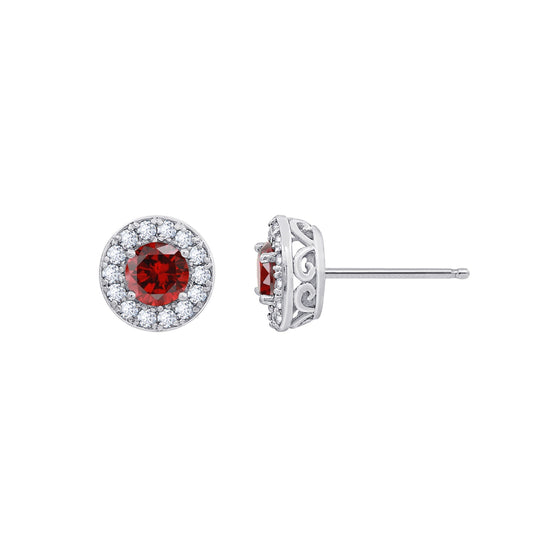 Halo Birthstone Stud Earrings