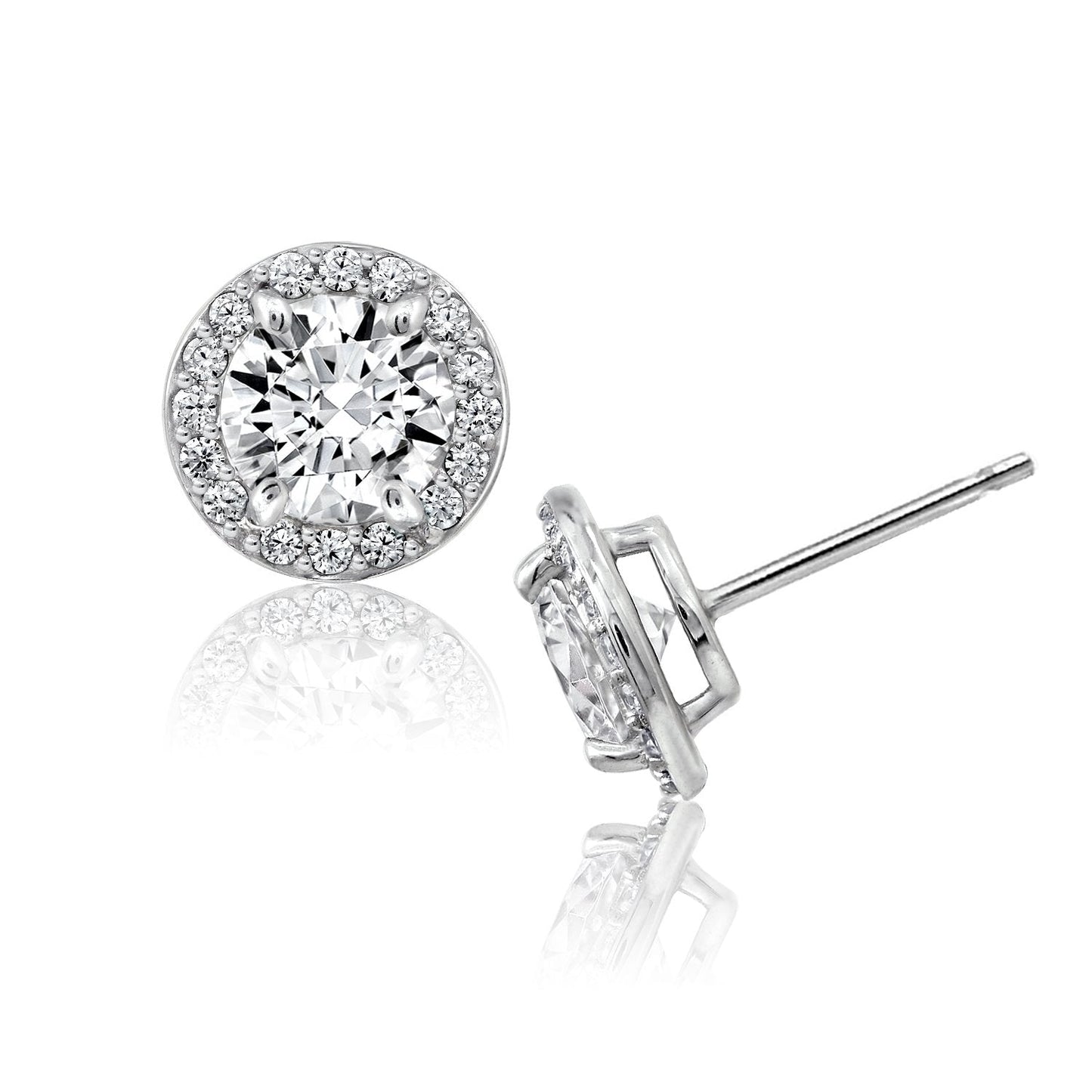 Round Halo Stud Earrings JEE09557 JEE09781 JEE09783