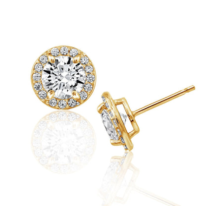 Round Halo Stud Earrings JEE09557 JEE09781 JEE09783