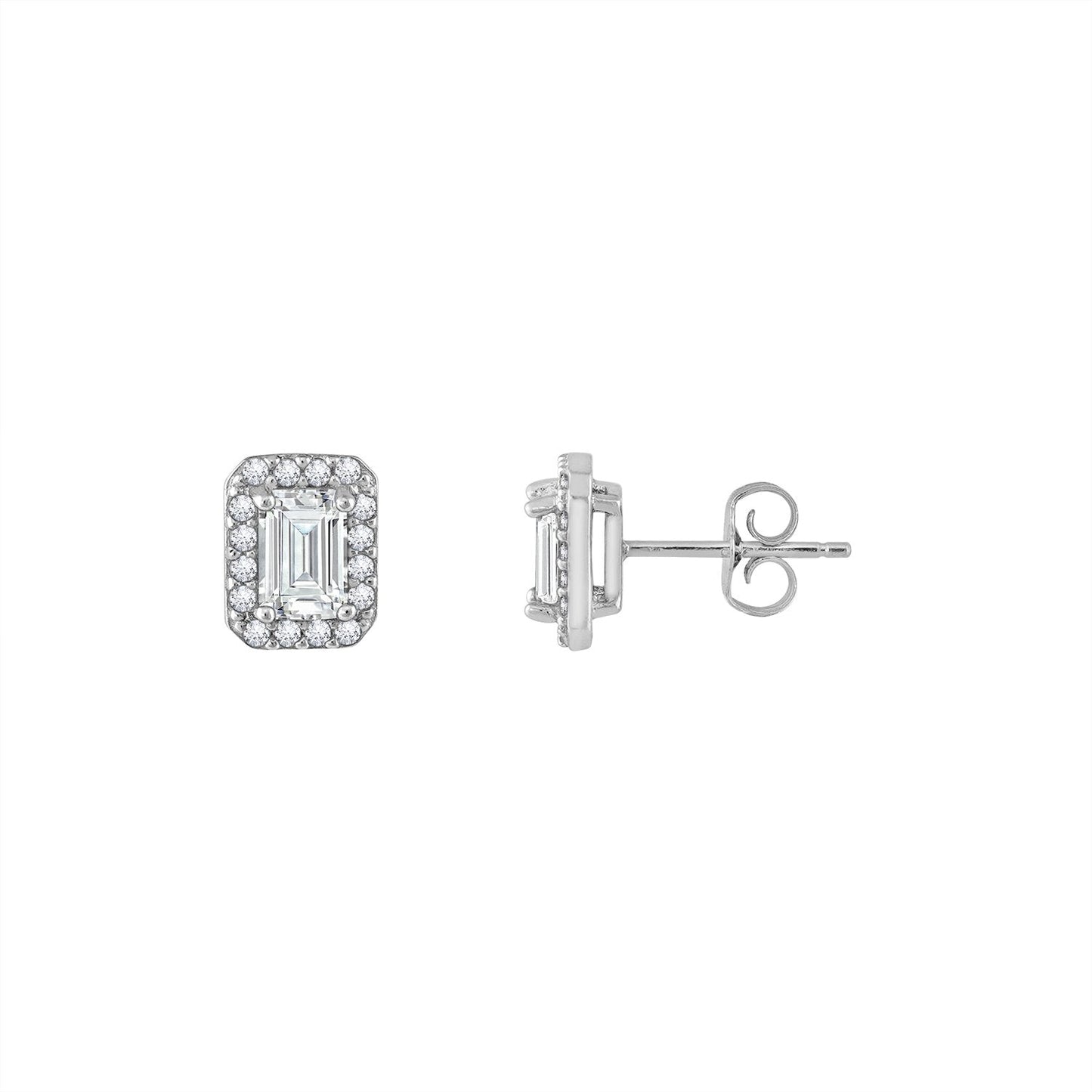 Emerald Cut Halo Stud Earrings JEE09558 JEE09825 JEE09785