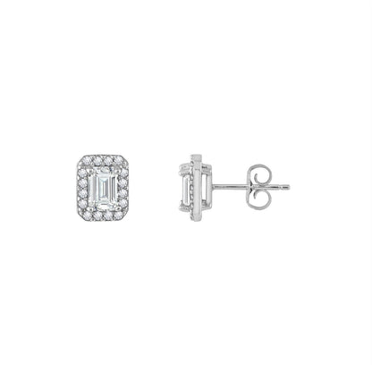 Emerald Cut Halo Stud Earrings JEE09558 JEE09825 JEE09785