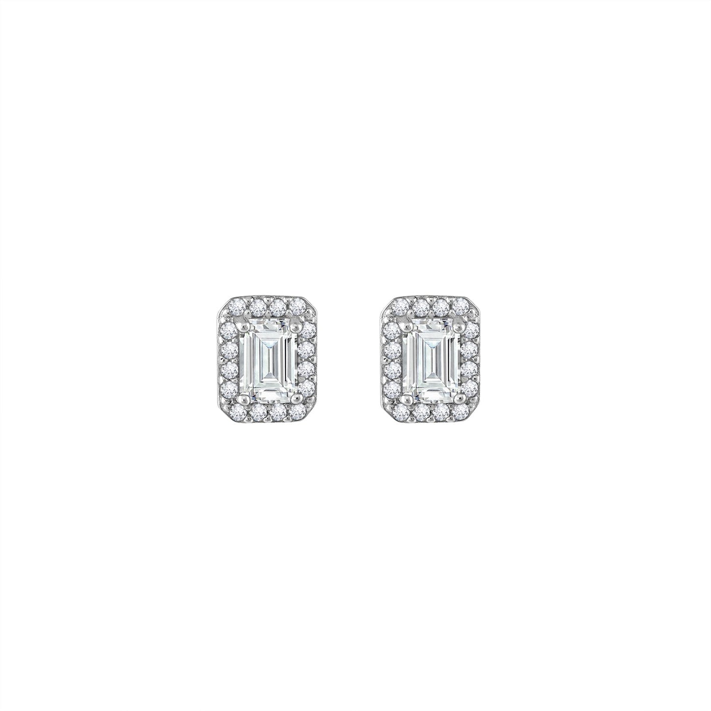 Emerald Cut Halo Stud Earrings JEE09558 JEE09825 JEE09785