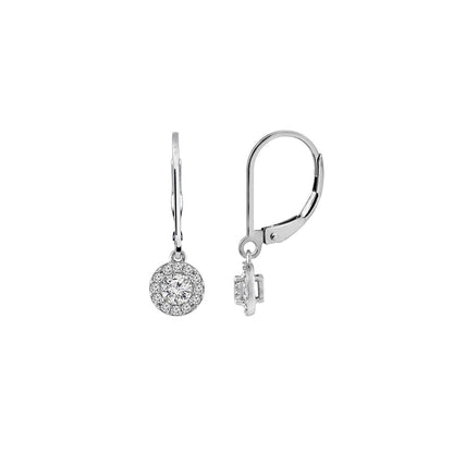 Round Halo Leverback Earrings JEE09833 JEE09834 JEE09822