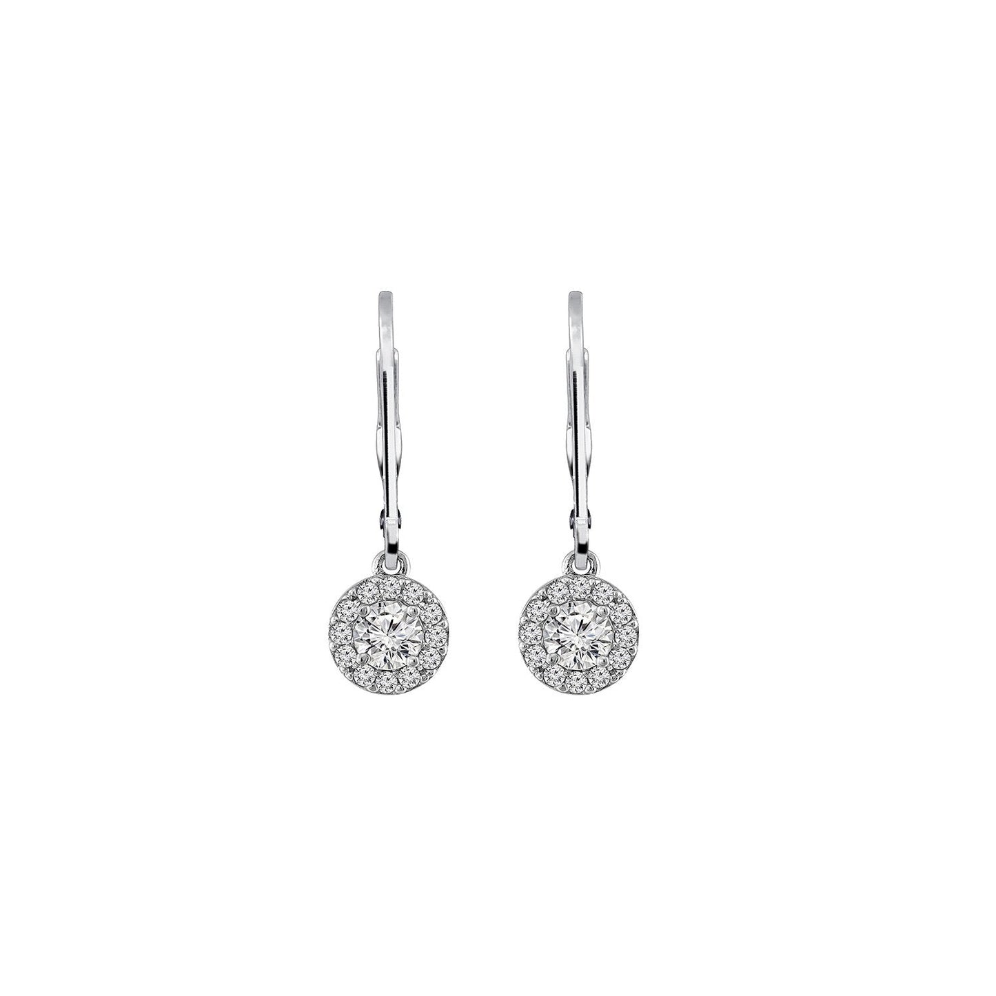 Round Halo Leverback Earrings JEE09833 JEE09834 JEE09822