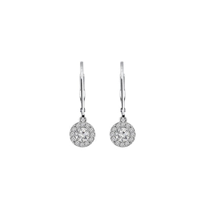 Round Halo Leverback Earrings JEE09833 JEE09834 JEE09822