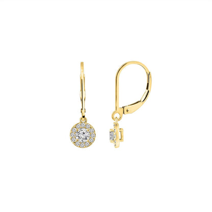 Round Halo Leverback Earrings JEE09833 JEE09834 JEE09822