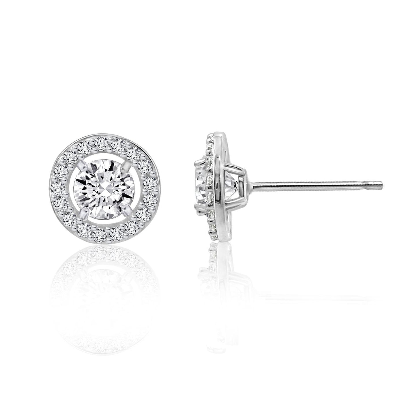 Floating Stone Halo Stud Earrings JEE10936