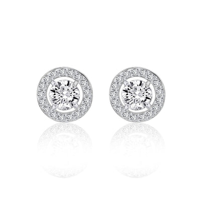 Floating Stone Halo Stud Earrings JEE10936