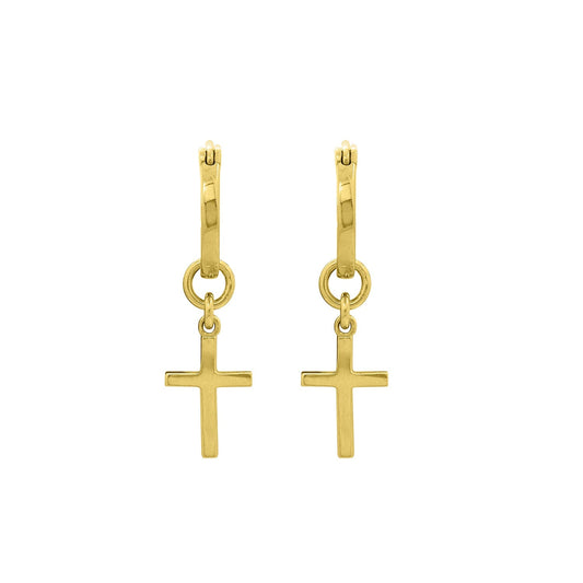 Cross Drop Huggie Hoop Earrings JEE18594