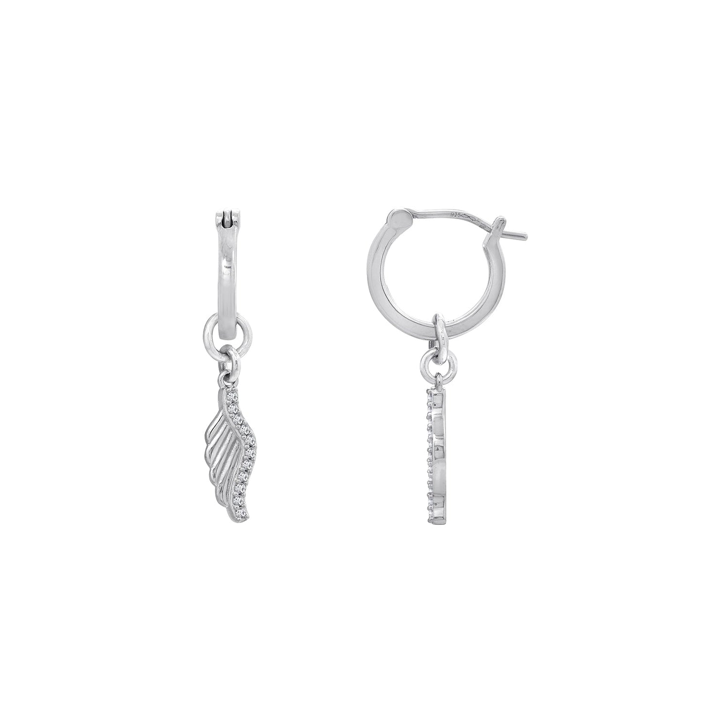 Wings Drop Huggie Hoop Earrings JEE18595