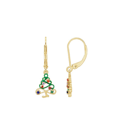 Wavy Christmas Tree Leverback Earrings JEE24652