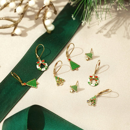 Wavy Christmas Tree Leverback Earrings JEE24652