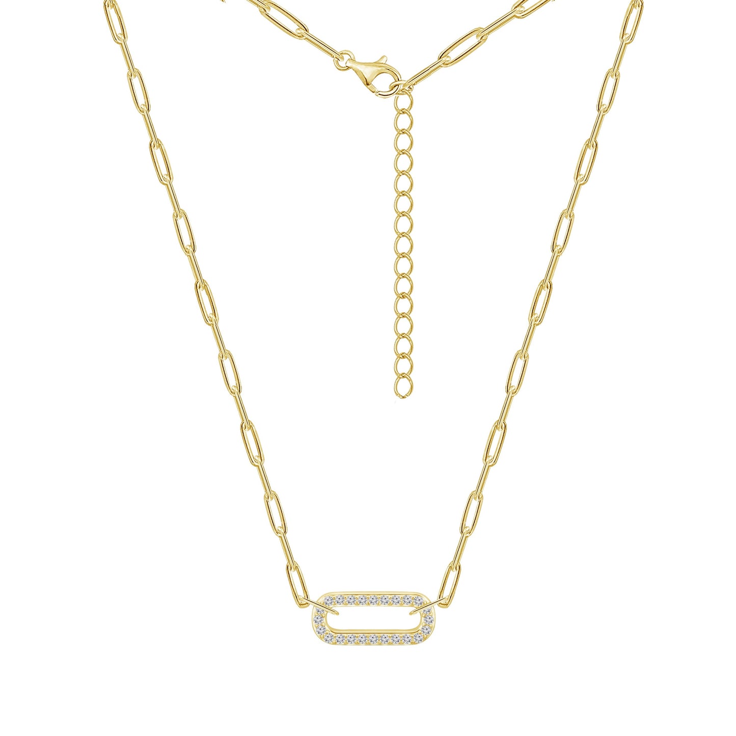 Oval Hollow Paper Clip Chain Necklace