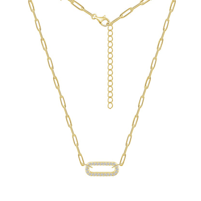 Oval Hollow Paper Clip Chain Necklace