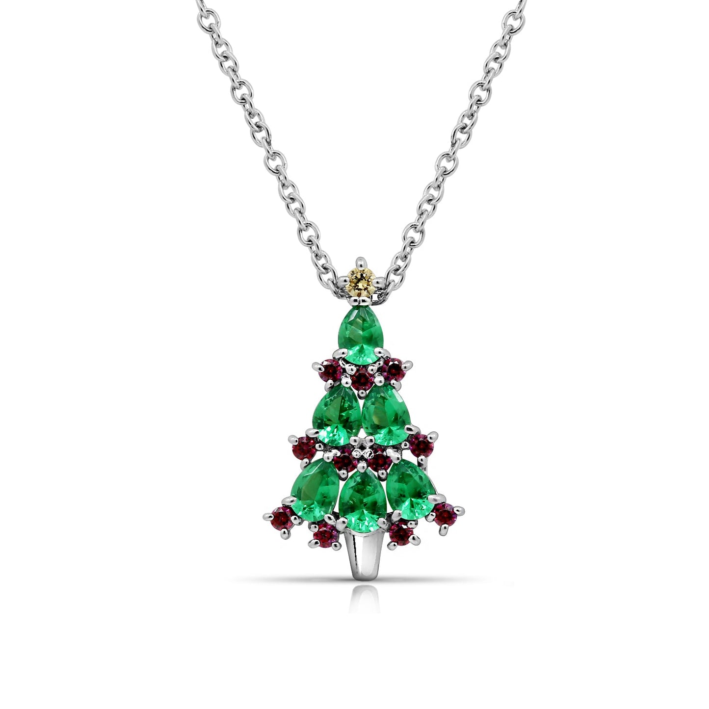 Christmas Tree Pendant Necklace, 16" + 2" extender JEP02302