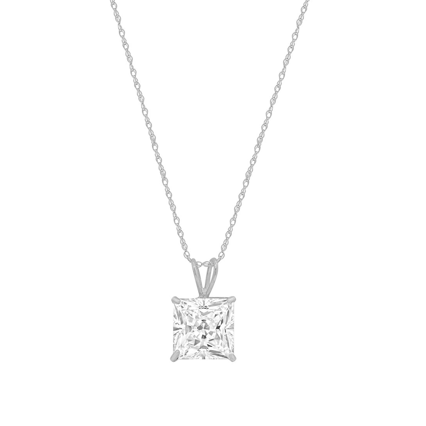 3 Cttw Princess Pendant with Chain