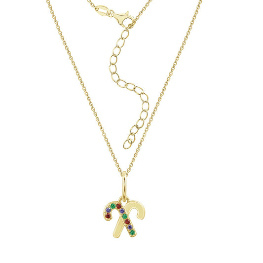 Cross Candy Cane Pendant Necklace JEP24641