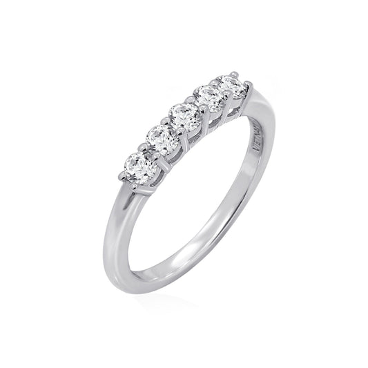 3mm Round Cut 5 Stones Band Ring