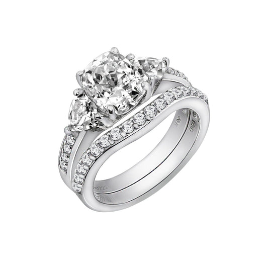 Emerald Cut 2.95 cttw 100-Facet Bridal Ring Set