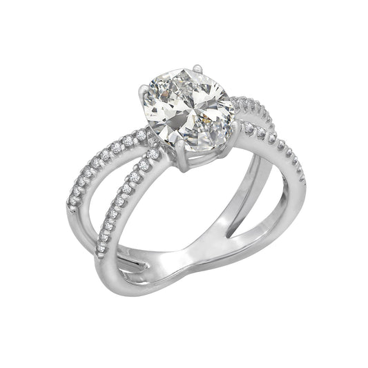 X Split Shank Oval Solitaire Ring JER18722