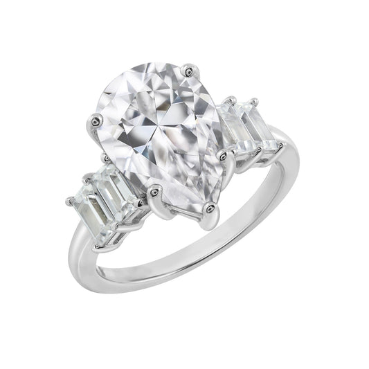 Vertical Baguette Accented Solitaire Ring JER25646