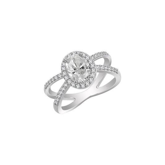 X Split Shank Oval Halo Solitaire Ring JER25940