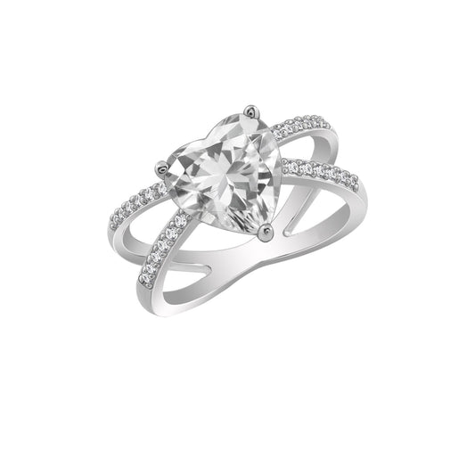 X Split Shank Heart Solitaire Ring JER25942