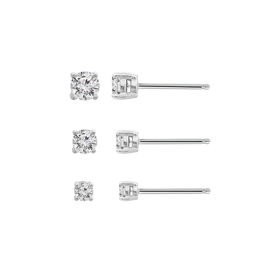 Round Cut Solitaire Stud Earrings Set