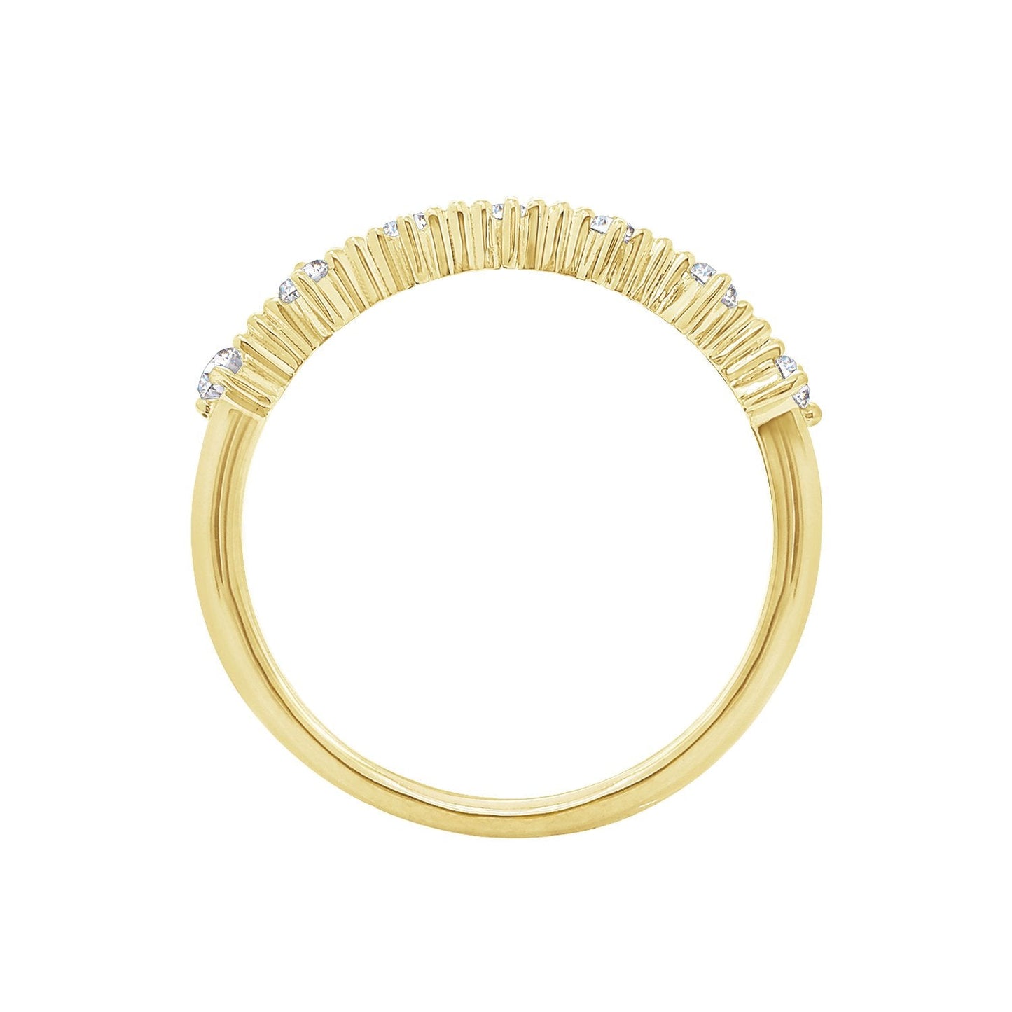 KIERA COUTURE RING BAR White Baguette Cut Yellow Gold Plated Sterling Silver 7-Stone Stackable Ring