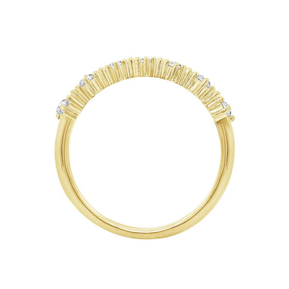 KIERA COUTURE RING BAR White Baguette Cut Yellow Gold Plated Sterling Silver 7-Stone Stackable Ring