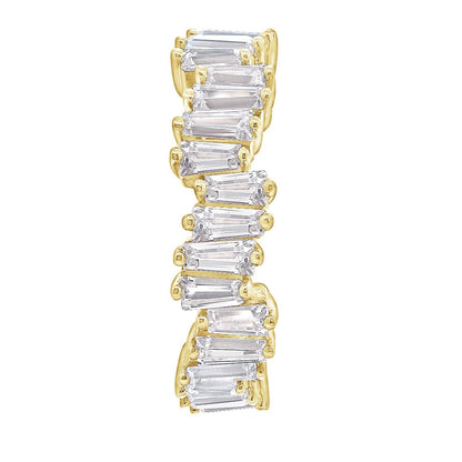 KIERA COUTURE Baguette Cut Sterling Silver Wavy Eternity Band Ring - GEMOUR