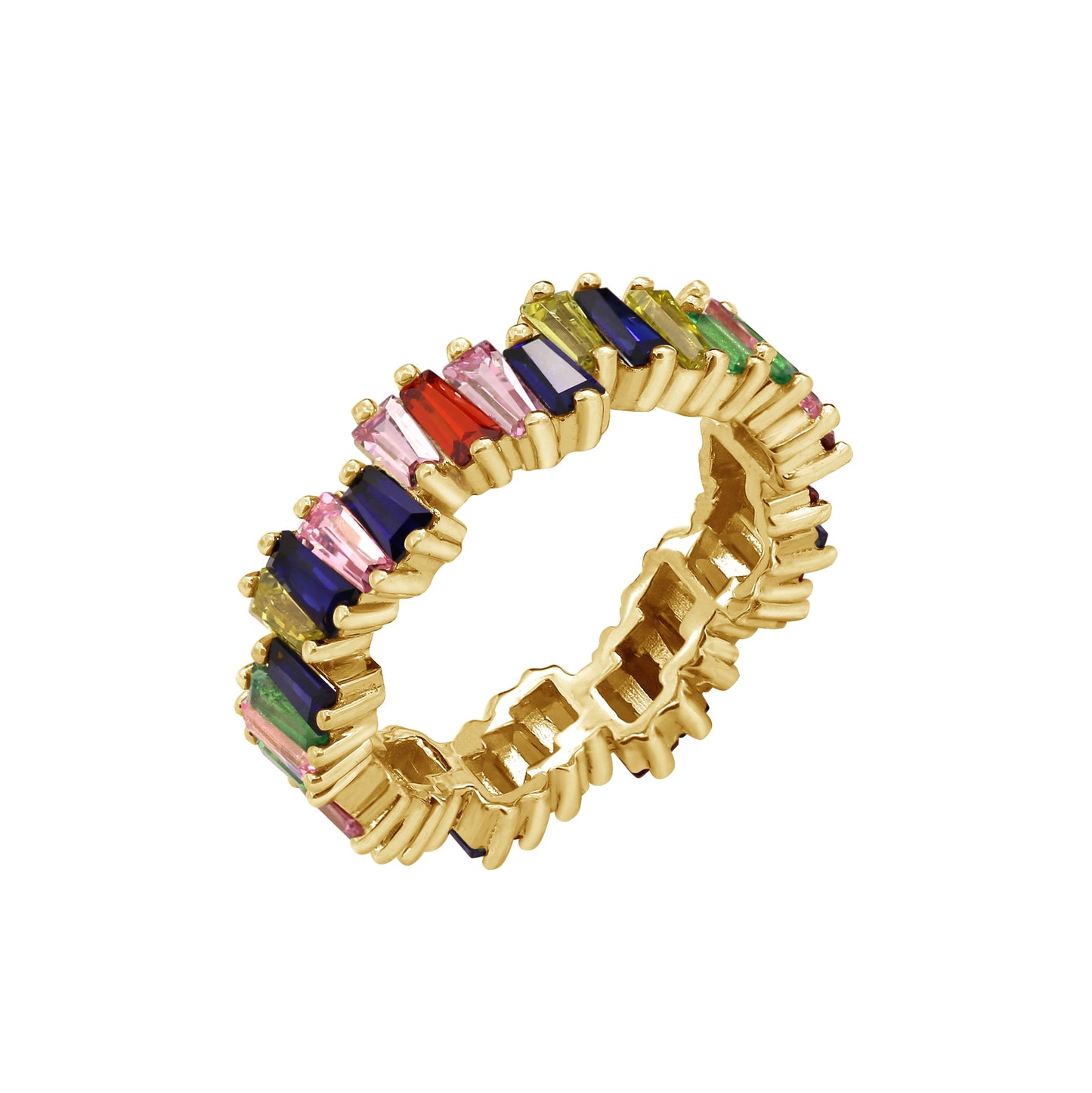 Wavy Baguette Eternity Band Ring