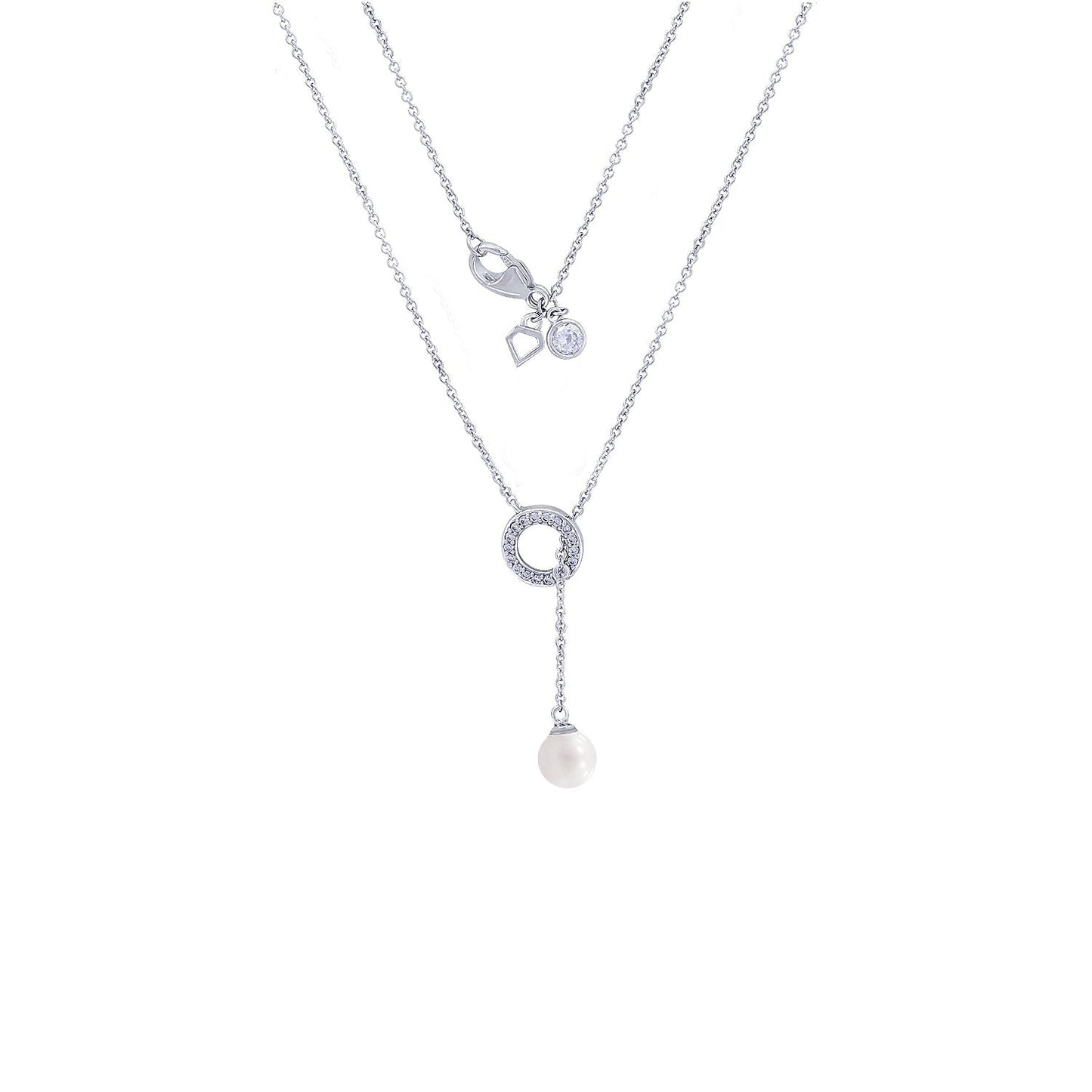 Circle & Drop Pearl Y - shape Necklace JEN07507