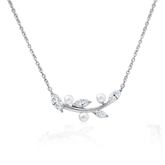 Pearl Little Leaf Twigs Necklace JEN08109