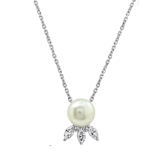 Ocean Gift Pearl with CZ Accents Necklace JEN10129