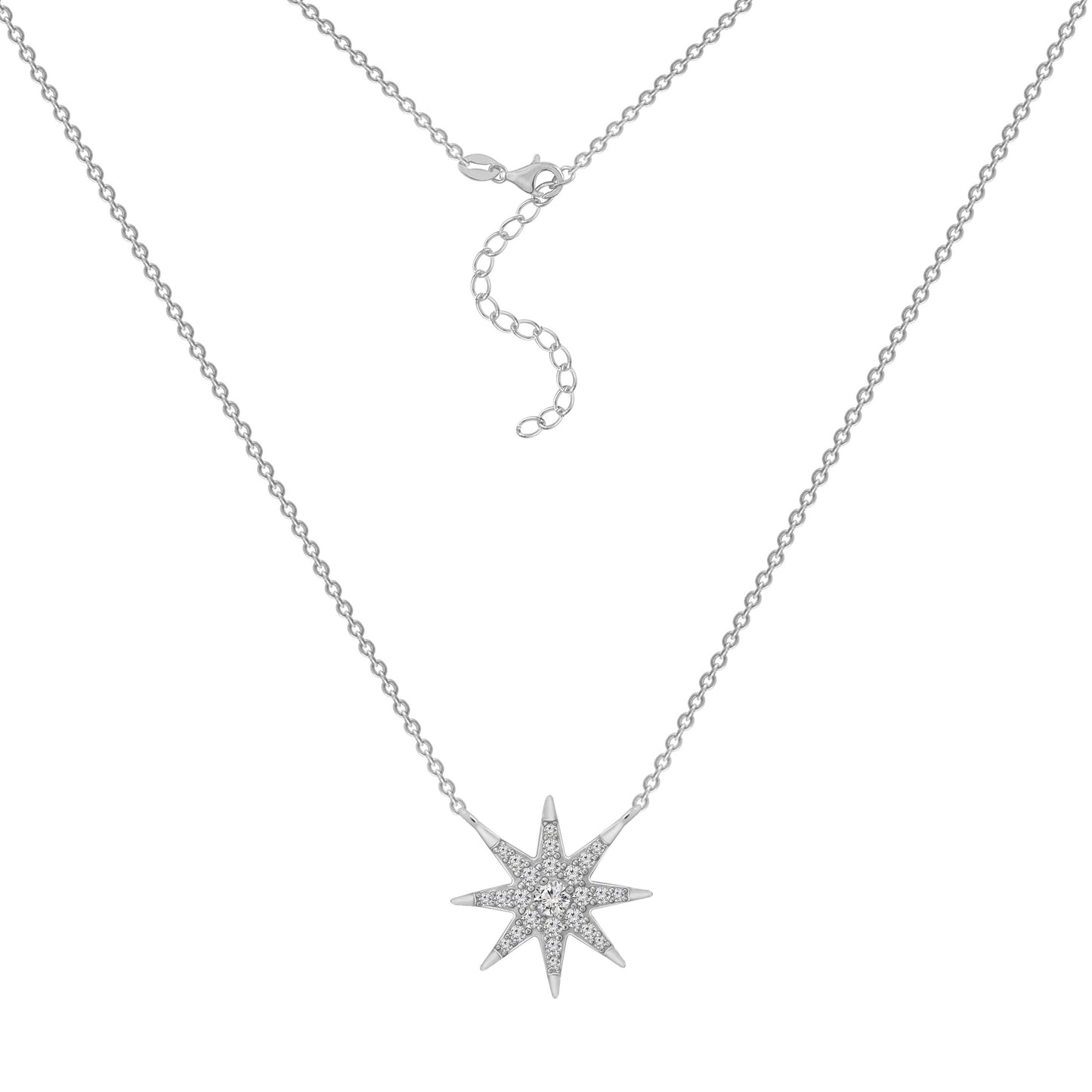 Pave Star & Sunburst Necklace