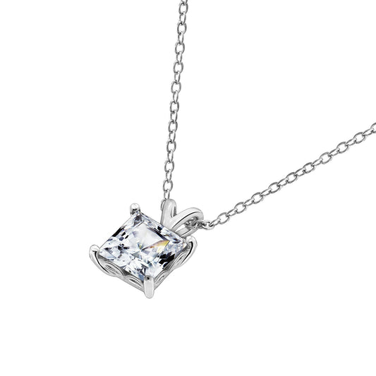 2 Ct Princess Solitaire Pendant Necklace