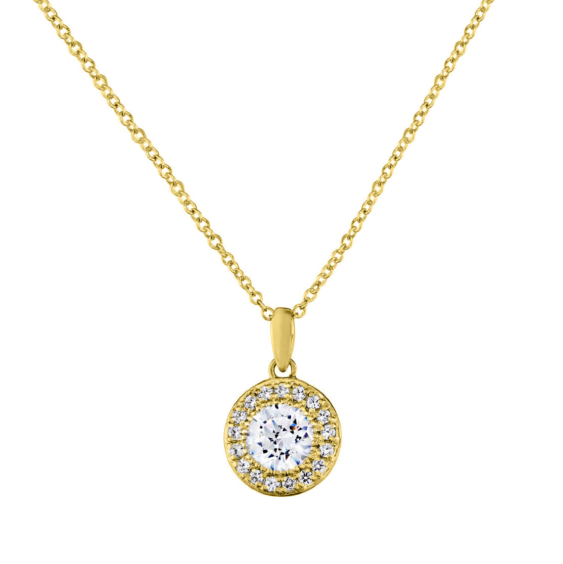 Round-Cut Halo Pendant Necklace, 16"