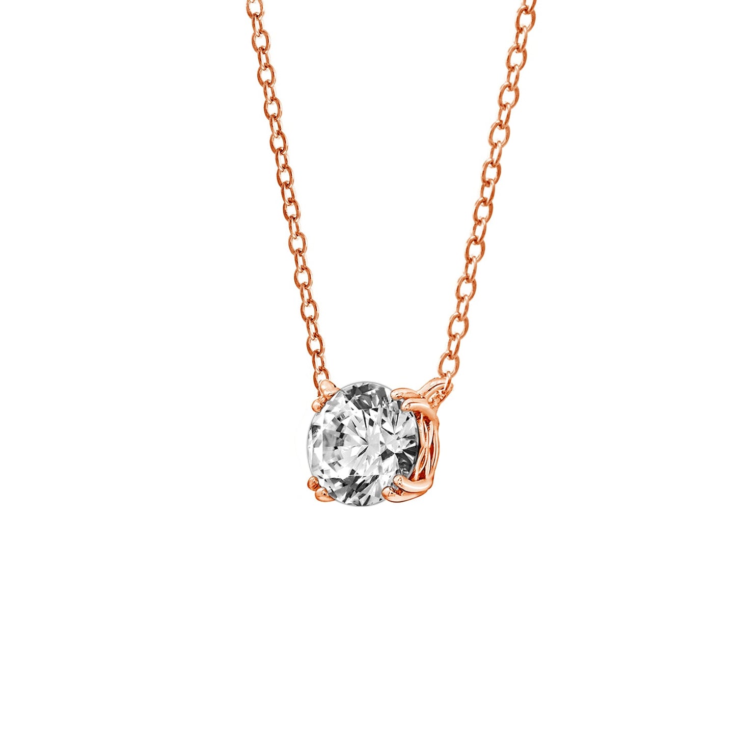 1 Ct Round Solitaire Pendant Necklace, 18"