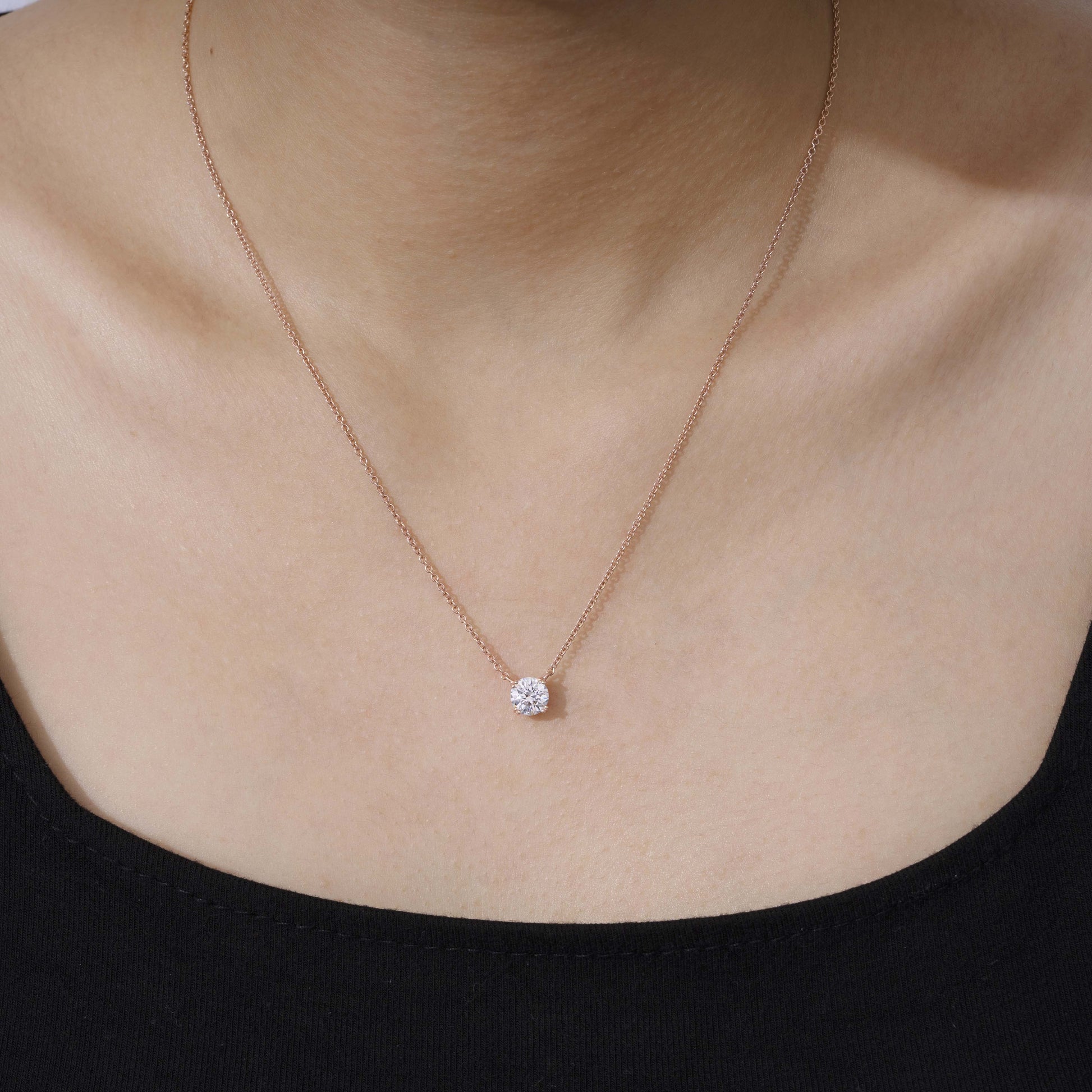 1 Ct Round Solitaire Pendant Necklace, 18"