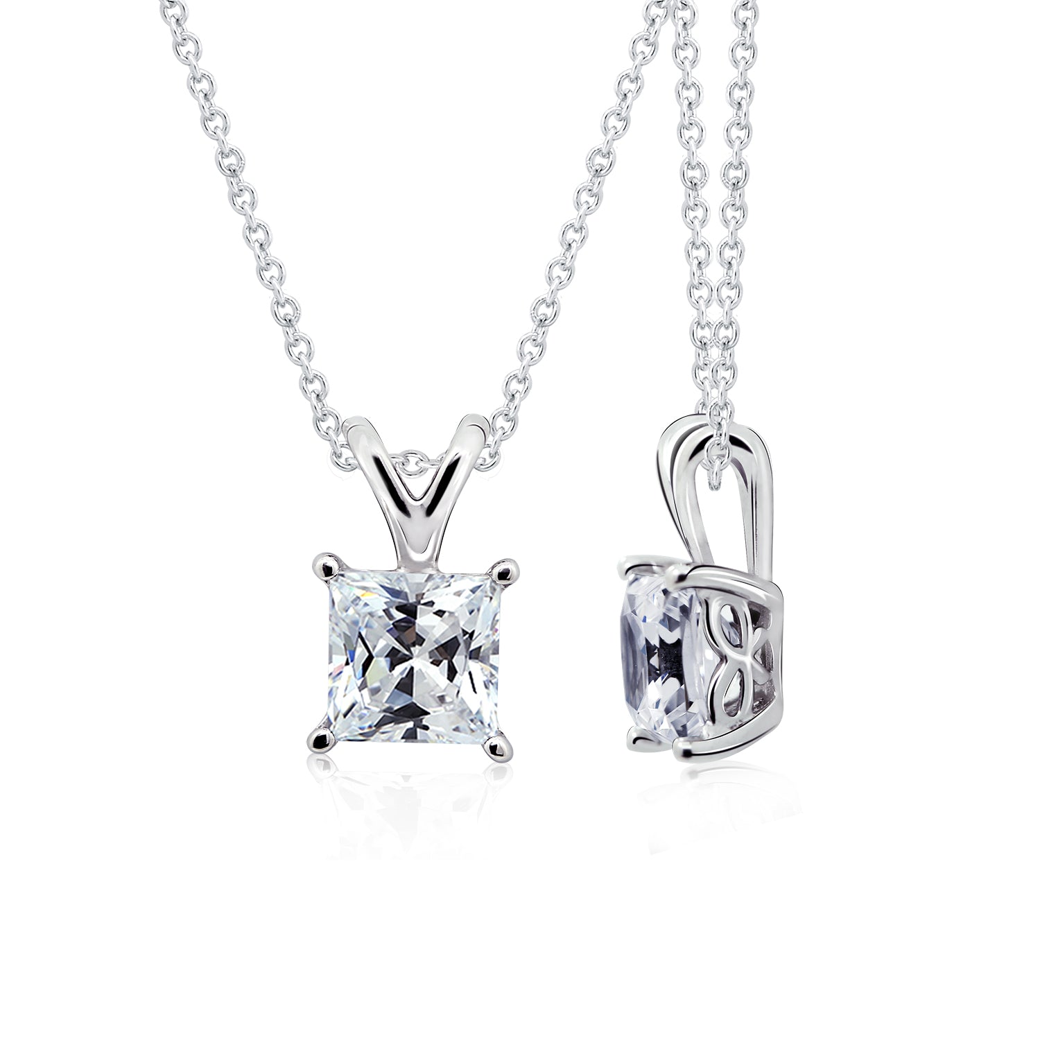 1 Ct Princess Solitaire Pendant Necklace