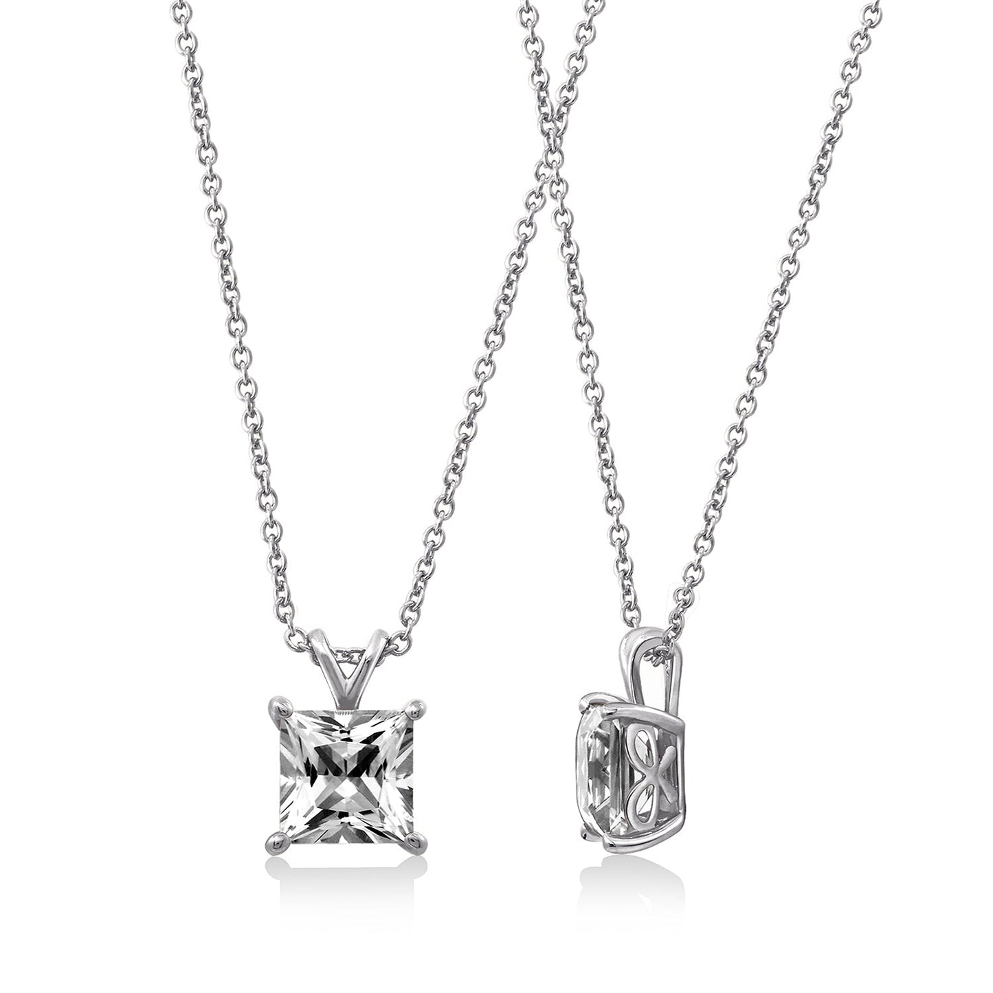 Princess-Cut Solitaire Pendant Necklace, 18"