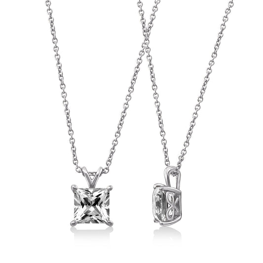 Princess-Cut Solitaire Pendant Necklace, 18"