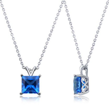 Princess-Cut Solitaire Pendant Necklace, 18"